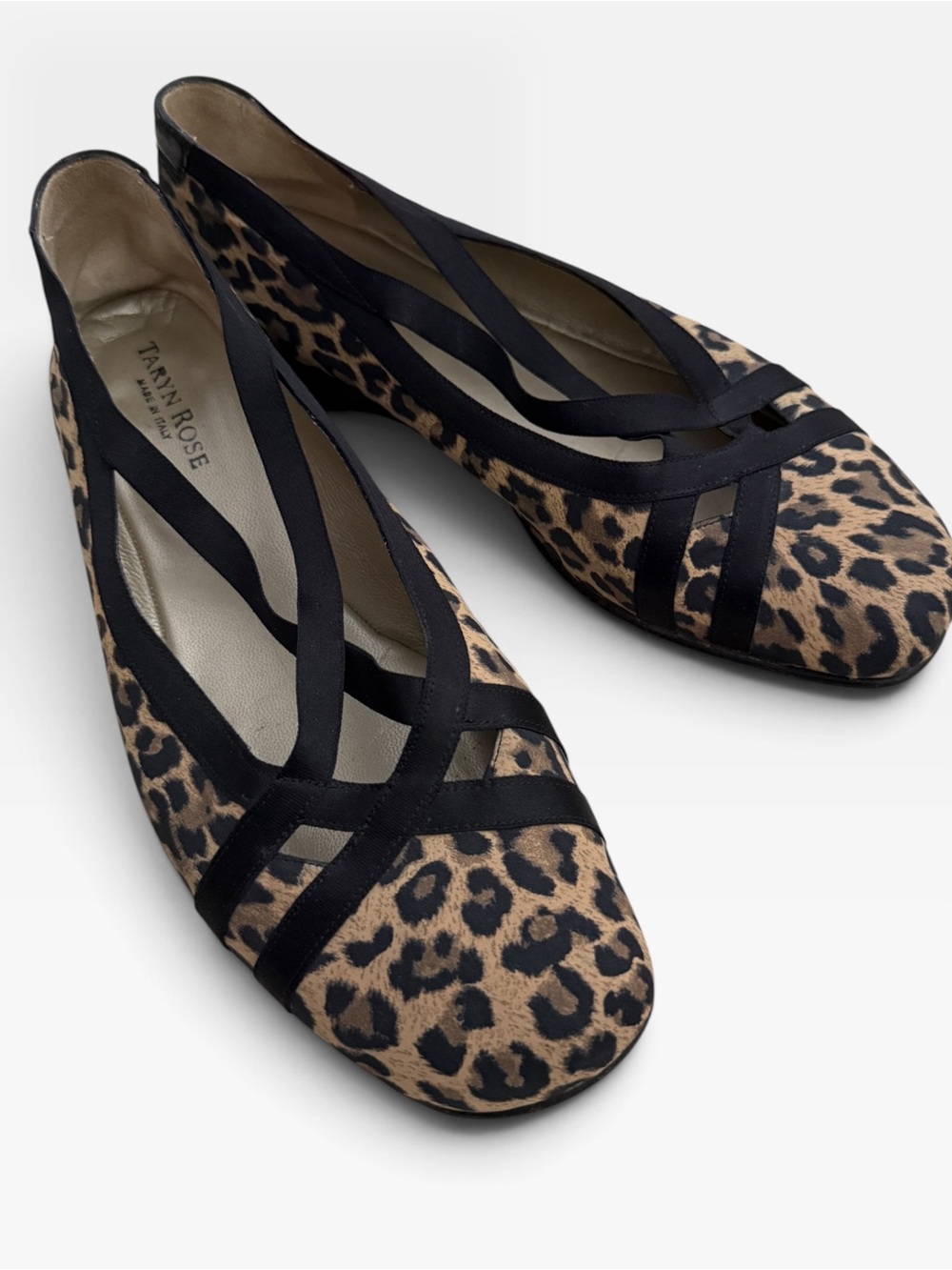 Taryn Rose Leopard Print Ballet Mary Jane Low Wedge Made in Italy Size 39.5 US 9